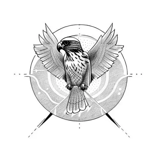 Simple Falcon Outline Drawn With The Letters Of The Word Trust