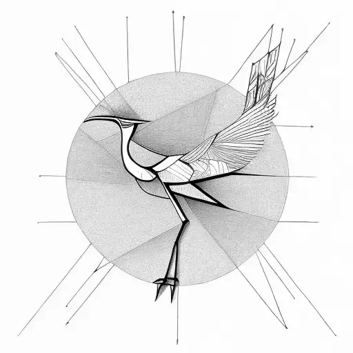 Abstract Sketch Of A Grulla Incorporating Geometric Shapes