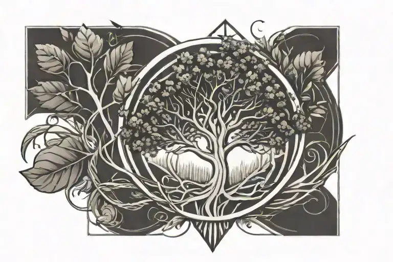 Infinity Symbol With Tree Growing And Gratitude Written Tatto On Forearm