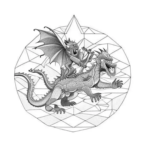 Monkey Riding A Dragon With A Gun