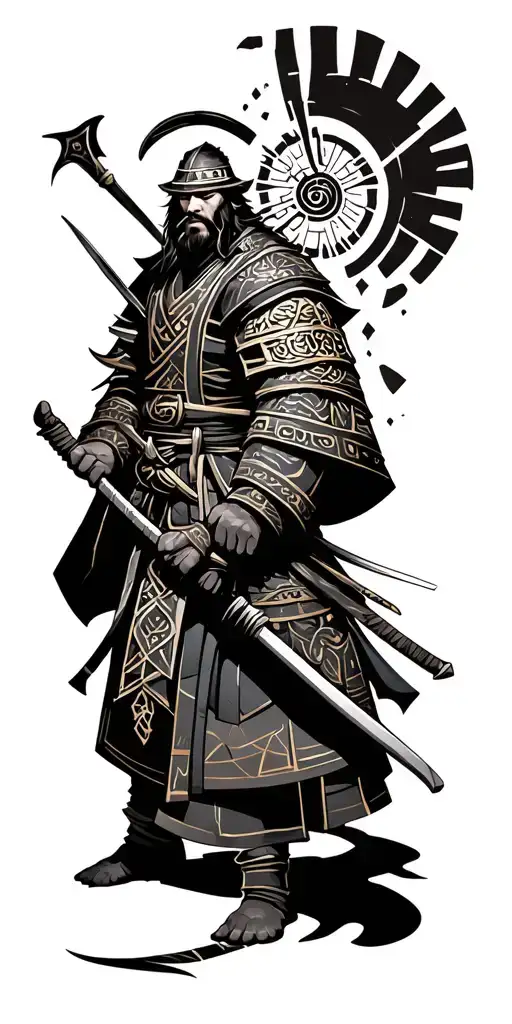 Samurai Ronin With Sesir Viking Ax Ax