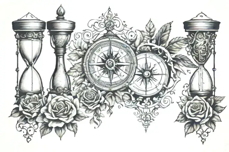 Roses Hourglass Compass