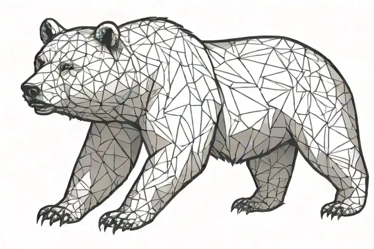 Angry Bear Full Body Little Lines Minimalist Tattoo Design