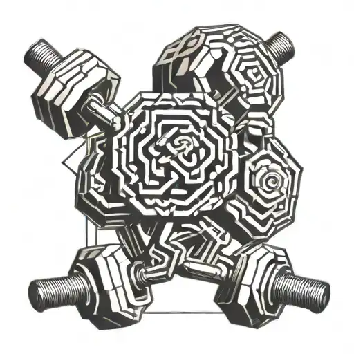 An Intricate Design Combining A Dumbbell And A Brain To Symbolize Strength And Intelligence