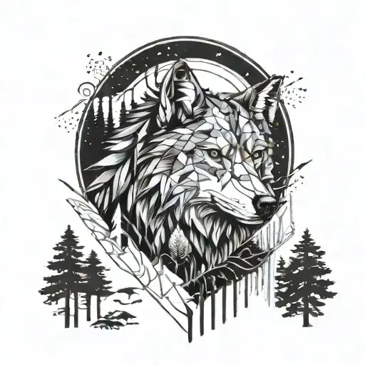 Wolf And Forest Landscape