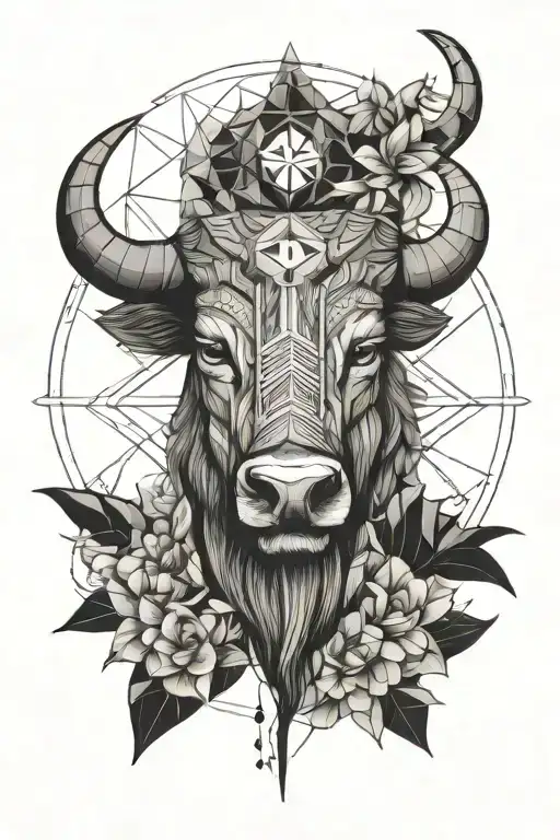 Libra Zodiac And Buffalo Head