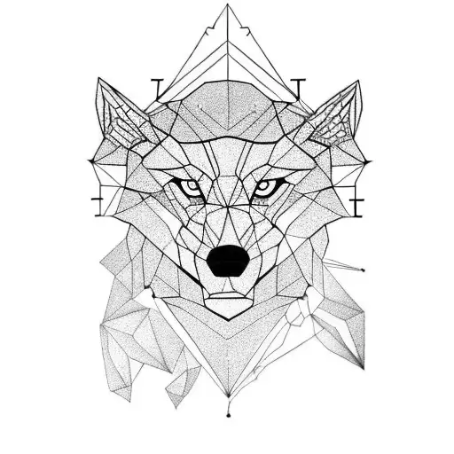 A Clock And Geometrical Wolf Signify Persevernce Hardship