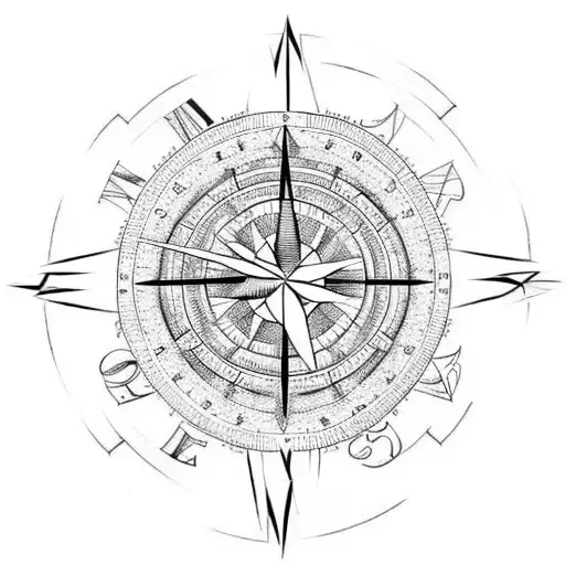 Half Compass Rose Half Clock