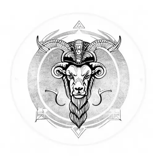 Aries Ram With Viking Style Symbols