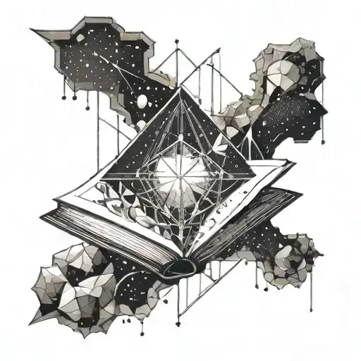 Open Book With Galaxy And Crystals