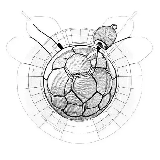 Soccer Ball With Headphones And Mountains