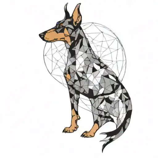 Doberman Hunting Facing Up To The Moon