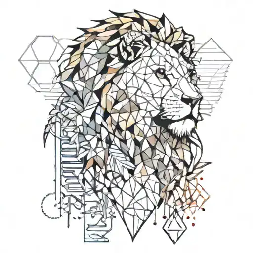 Geometril Lion With Water Color