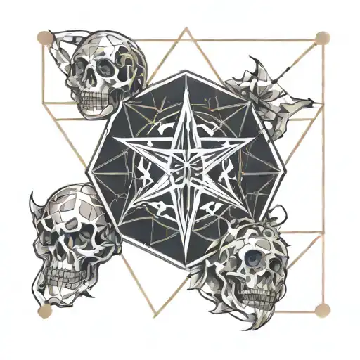 Create A Unicursal Hexagram Six-pointed Star And Skulls Knee