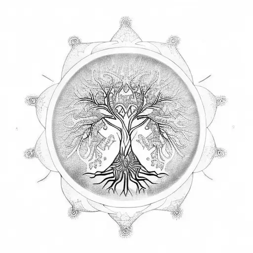 Tree Of Life With Intricate Mandala Roots