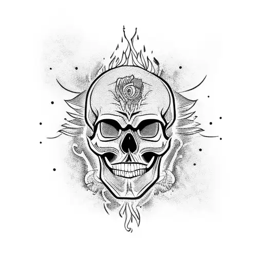 Skull With Fire In Eyes