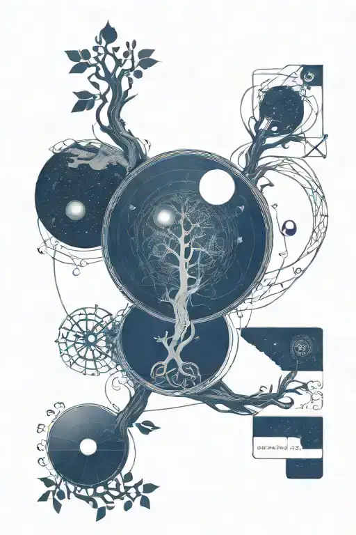 Celtic Tree Of Life With Solar System At The Top Half And Celtic Cross At The Bottom Half