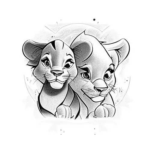 Disney Nala Simba Young Couple Only Line Work