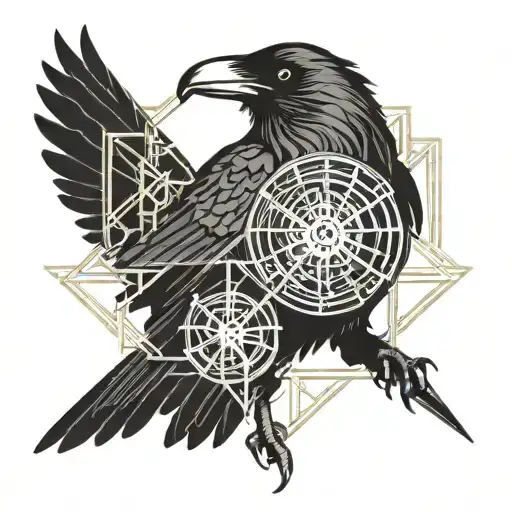 Raven And Vegvisir Symbol