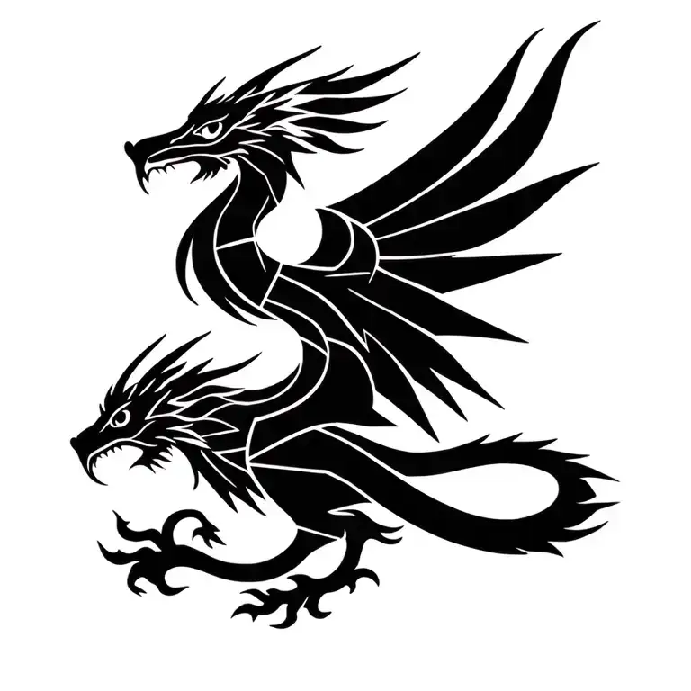 Dragon And Phoenix Forming Ying Yang Symbol