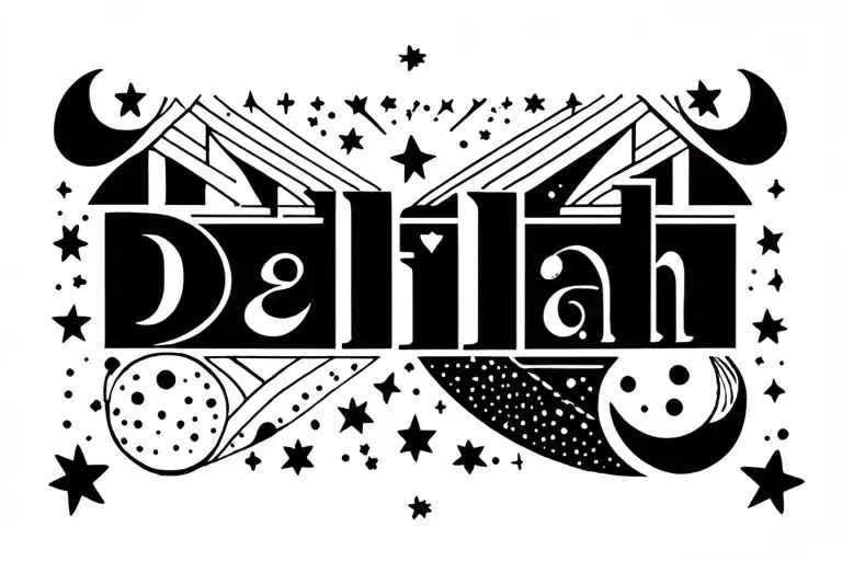 Delilah Name With Stars And Moon Phases
