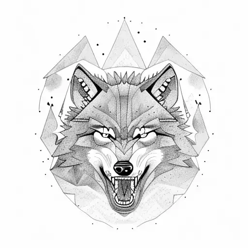 Angry Wolf In Dark Forrest