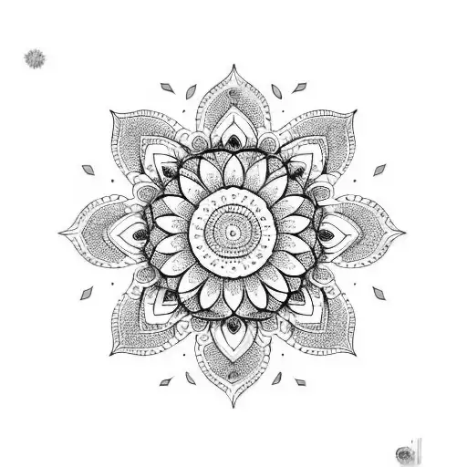 Ornament Indian Style With A Sunflower Mandala