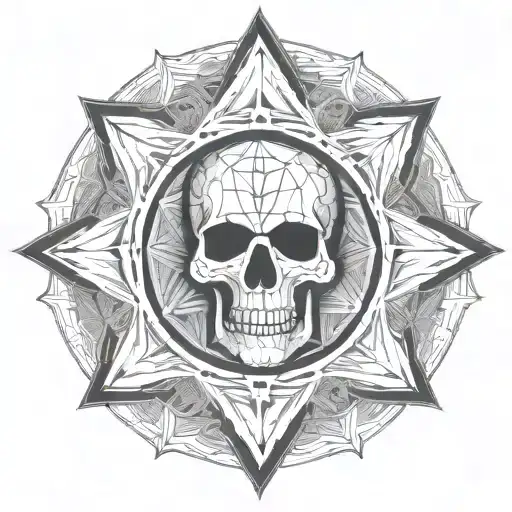 Sacred Geometry Mandala With Skull In The Middle
