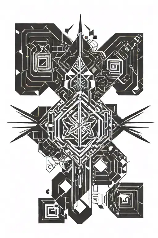 Caduces Symbol With Geometric Shapes Inspired