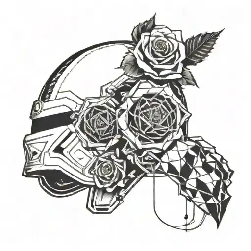A Rose And A Helmet Of Engineer Coding While Surrounded