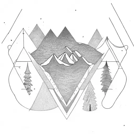 Triangle With Moon And Forest Inside
