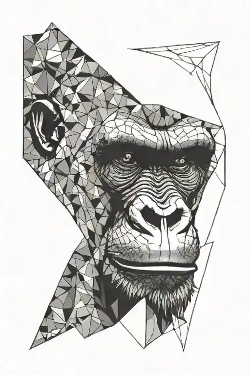 Gorilla Face Realistic And Geometric