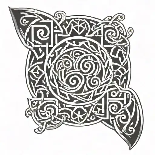 Celtic Pattern Incorporating Elements Forming Musical Notes