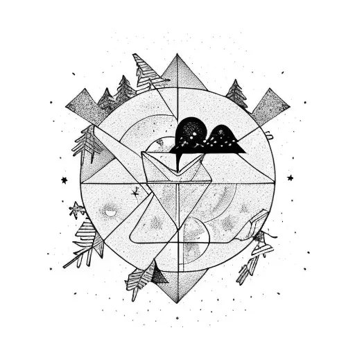 Triangle With Moon And Forest