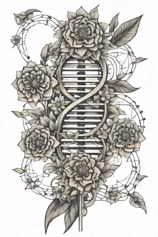 Dna Helix With Dead Flowers Emerging From The Inside