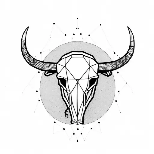Bull Skull Minimalistic Line Geometrical
