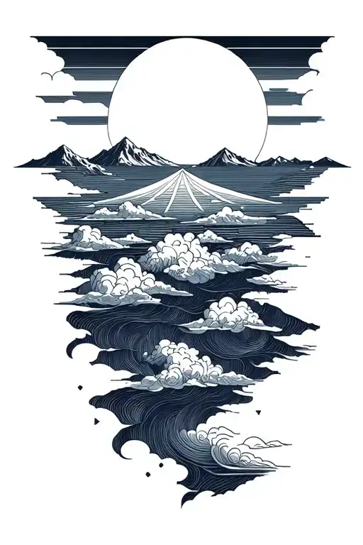 Sun Above Clouds Above Mountain Above Ocean