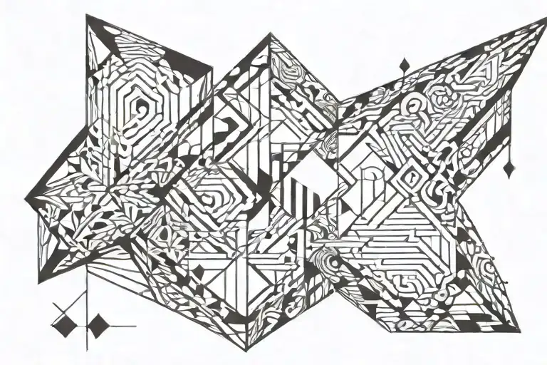 Side Neck And Back Of Neck Geometric Lines Arrow Neck