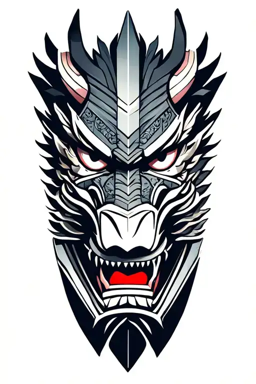 Japan Samurai Dragon Katana Mask