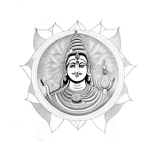 Mom Dada Thumb Prints Surrounded By Loard Shiva And Parvati