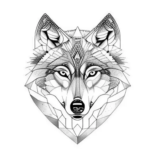 Wolf Half Realistic Half Geometric