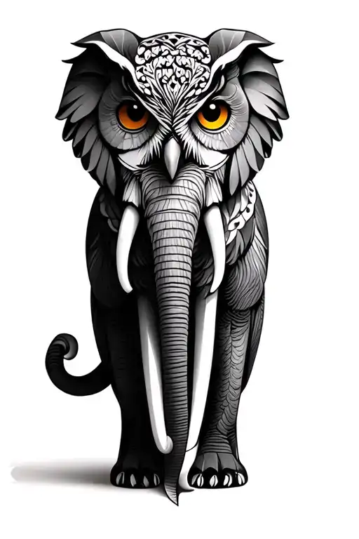 Owl And Elephant Sitting