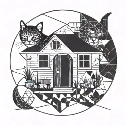 House In A Circle With Reference To Cats And Inside A Simple Circle