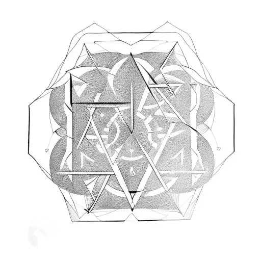 Dichotomius Selenocopris Hexagonal Symetric Tattoo In Black And White