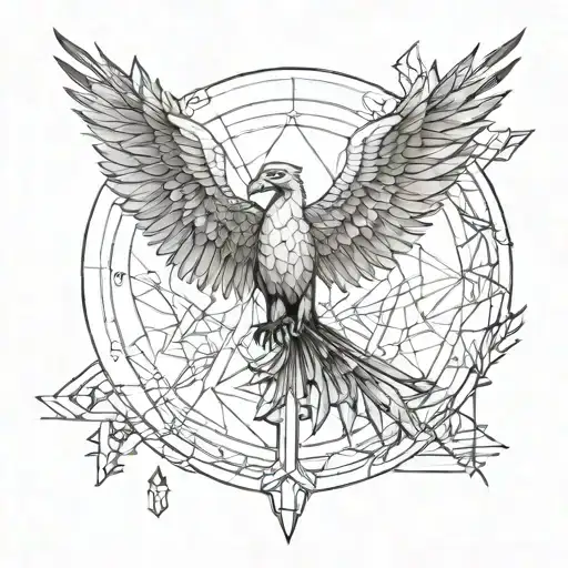 Geometric With A Phoenix Flying