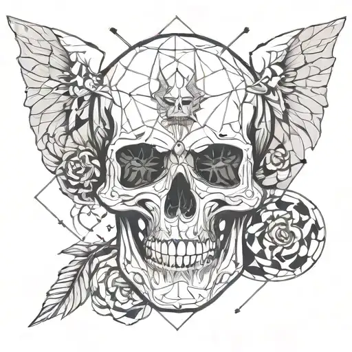 Skull With One Half As Complete Devil And Other As Angel