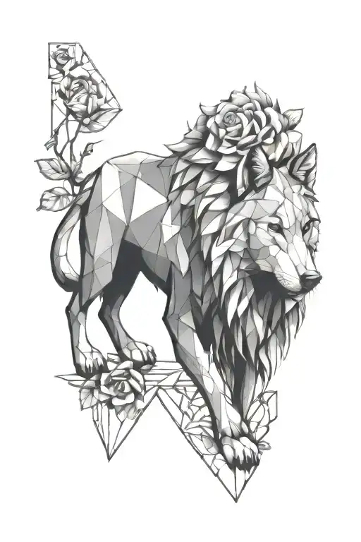 Wolf And Roses Wrapped