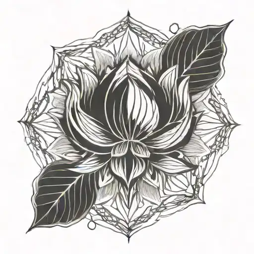 Unalome Symbol With Lotus
