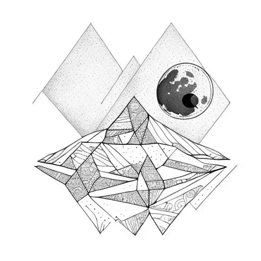 One Triangle With Moon And Forest Inside