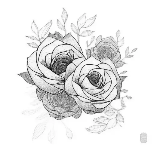 A Beautiful Black And Grey Sketch Of A Mother And Child Surrounded By Flowers